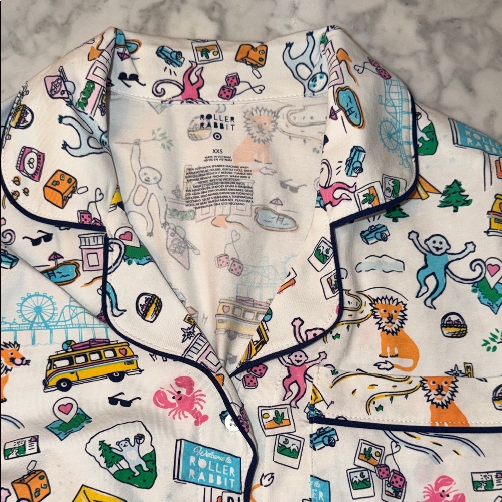 Roller Rabbit x Target Women’s Roadtrip Long Sleeve Multicolor Pajama Set XXS - Picture 3 of 13